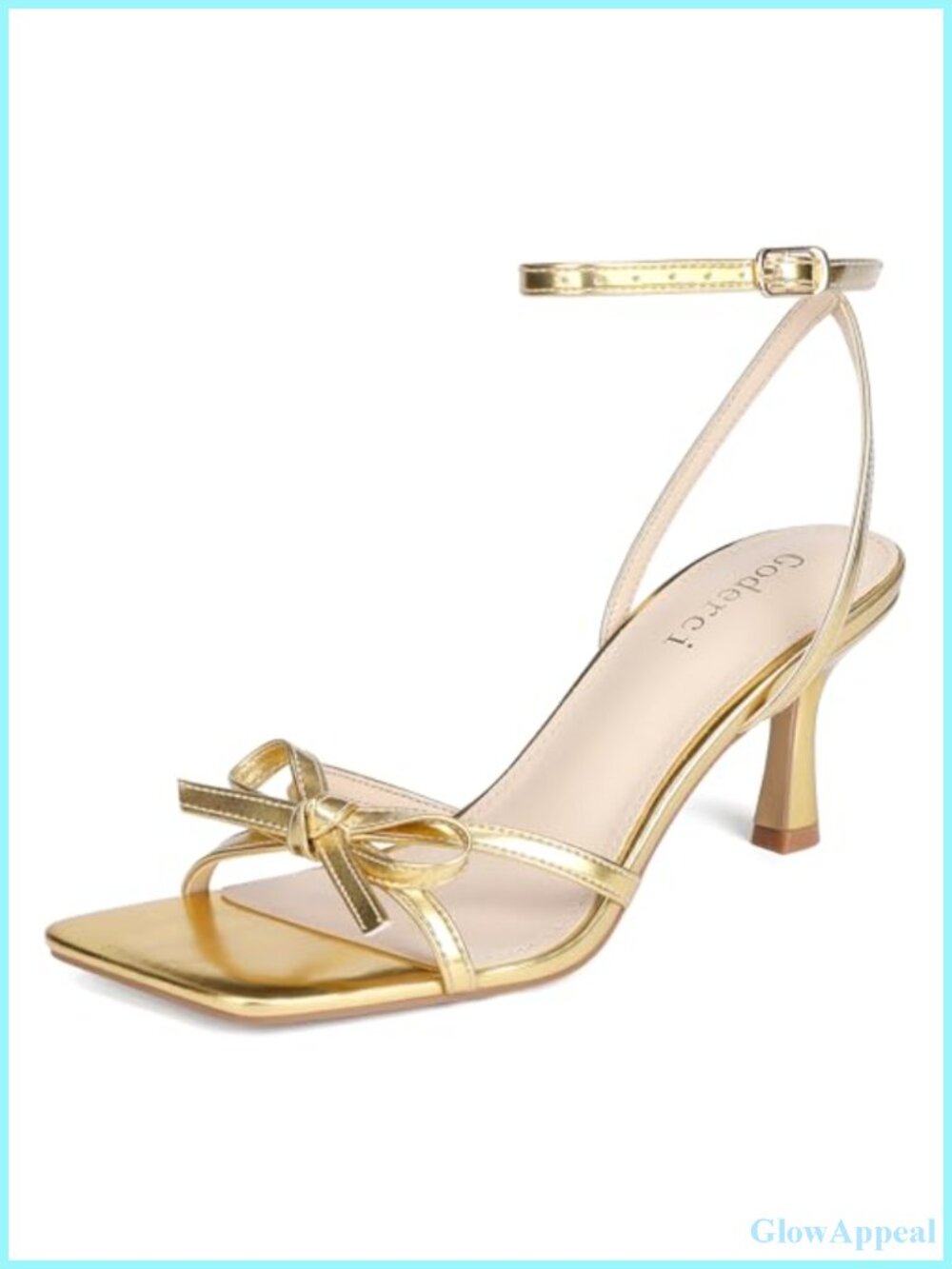 Kitten Heel Sandals with Bow Strappy Square Toe